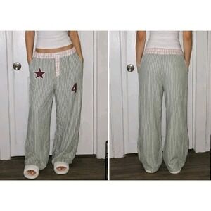 URBAN OUTFITTERS Out From Under  XS Avril Boxer Pants Striped Embroided Logos